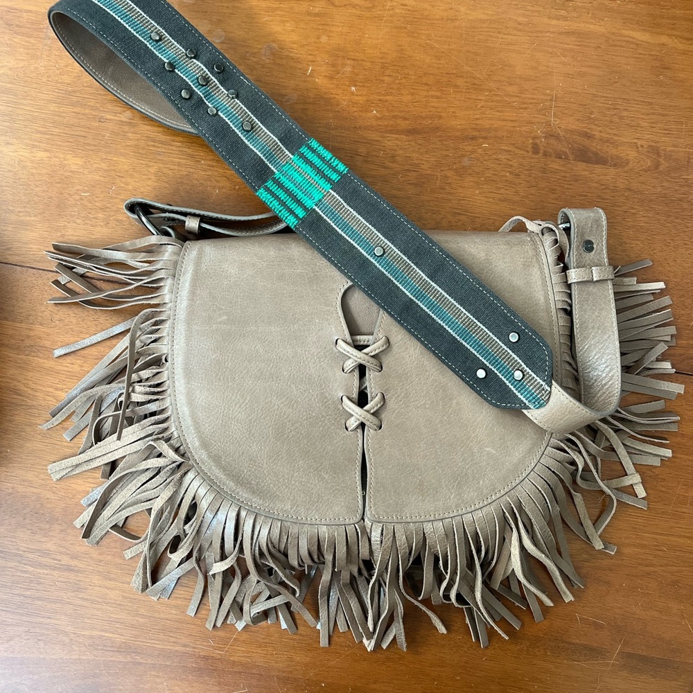 Joey Wolffer Crossbody Bag Taupe Fringe